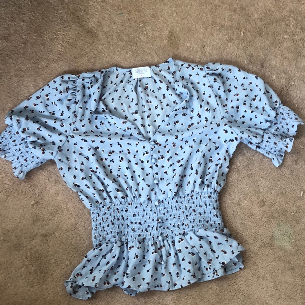 Blue Floral Blouse